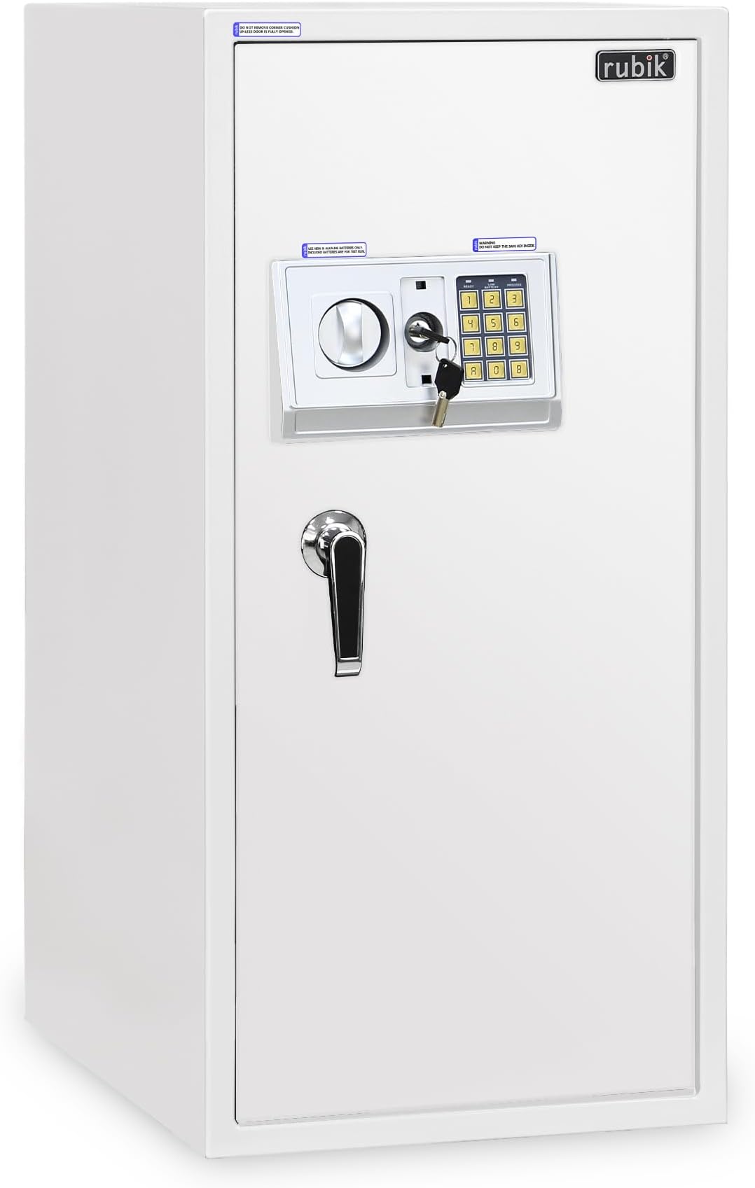 RubikSafe Box Large with Digital Keypad and Key Lock, Security Locker for Money Files Folder Documents Jewelry Home Office RB90EDA-W (Size 90x40x50cm) White