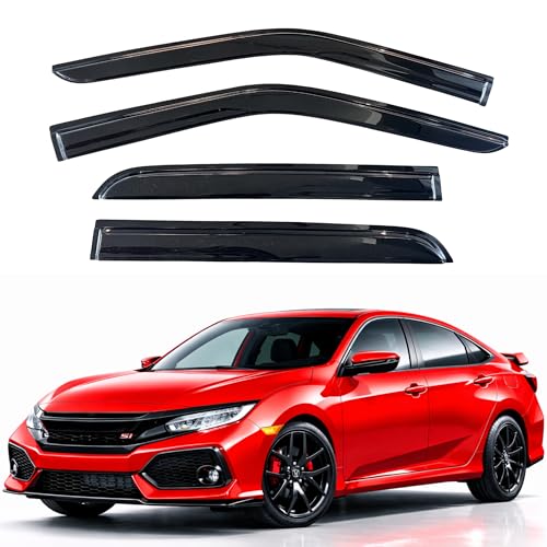 Image of KPY Rain Guards Fit for 2016-2021 Honda Civic, Out-Channel Window Visors Vent Wind Deflectors 4PC, Car Accessories for 16-21 Civic (Sedan Only)