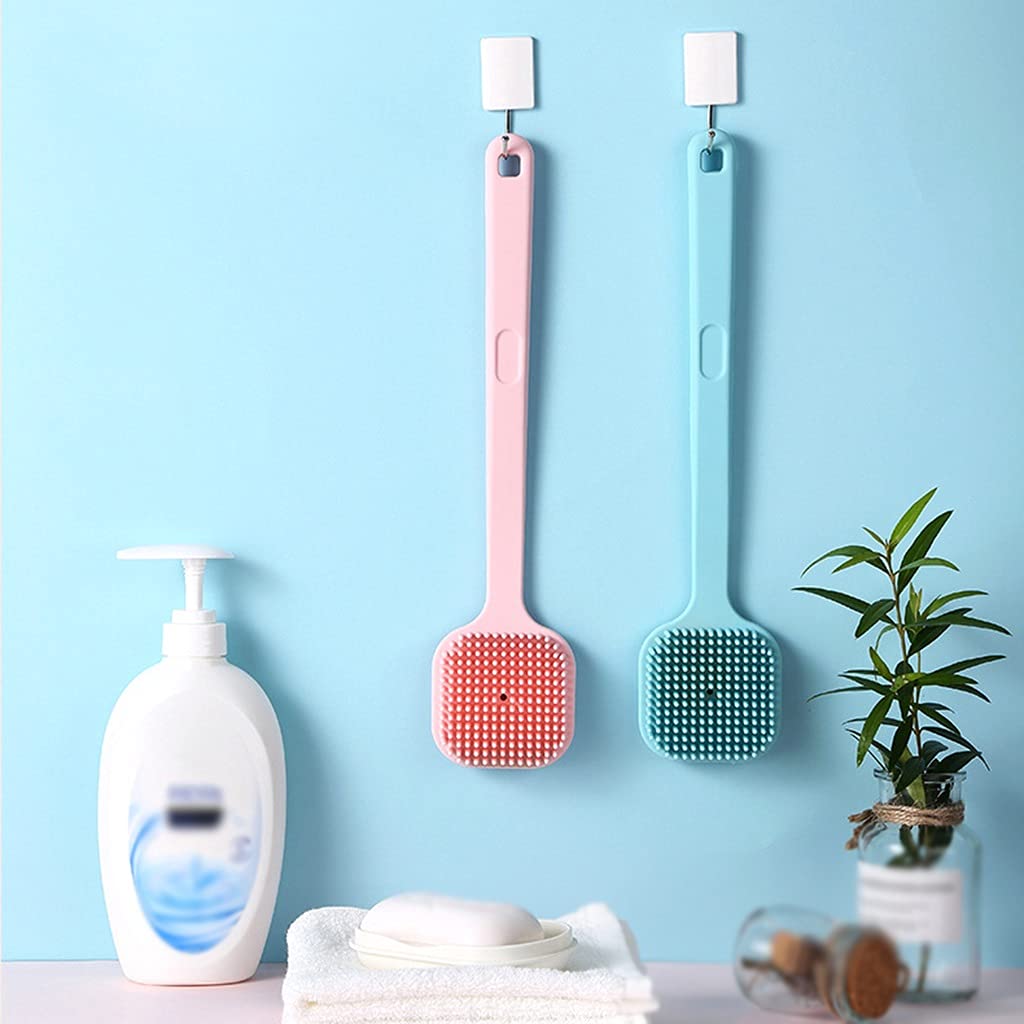 Cepillo para la Piel Cepillo para el Cuerpo Cepillo para la Piel con Mango Largo de Nylon de Doble Cara, Limpieza y exfoliación para estimular la circulación sanguínea (Color : Azul, Tamaño