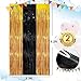 Black Gold Streamer Tinsel Foil Fringe Curtains Streamer 2Pack 3.3X 8.3Ft Streamer Tinsel Streamer Curtains for Birthday Party Decors Wedding Bachelorette Bridal Shower Xmas Decors Streamers