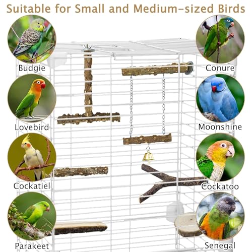 Image of kathson Natural Bird Perches Wood Bird Flat Perch Parrot Swing Parakeet Platform Chew Toys Paw Grinding Stick Cage Accessories Exercise Toy for Cockatiels Budgies Lovebirds Conures Finches