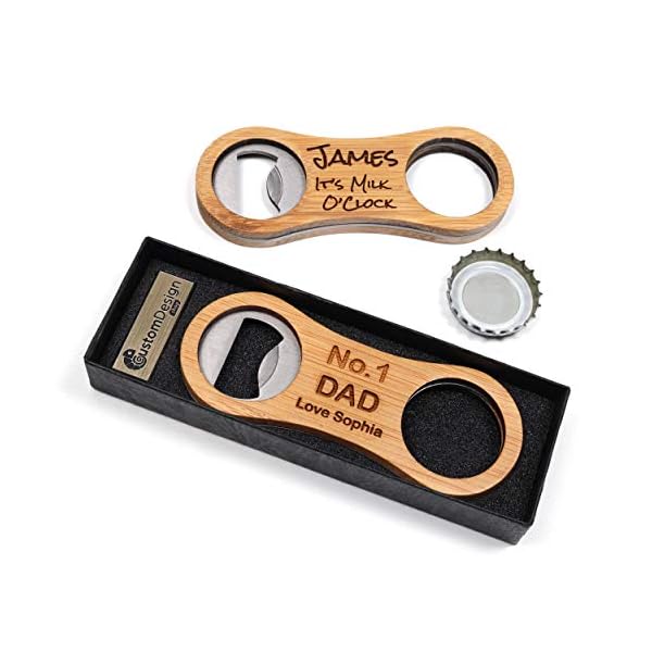 CustomDesign.Shop Abridor de Botellas de bambú Personalizado + Caja de Regalo | Diseñe un Regalo Realmente único… - Imagen 5