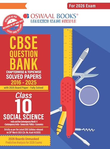 Oswaal CBSE Question Bank Social Science For Class 10 | Based On Latest CBSE Syllabus with 800+ Questions | Chapterwise and Topicwise SOLVED PAPERS With Mind Maps & Revision Notes For 2026 Exam