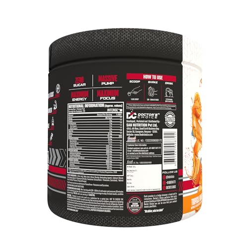 Image of Doctor's Choice L-Citrulline, Creatine PRE-X5 Ultimate Professional Pre-Workout Formula 350gm [50 Servings - Tropical Orange]