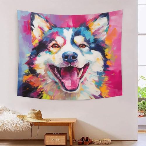 Manta de pared de Huskies en 3D: tapiz de poliéster suave y duradero para el hogar