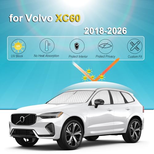 Image of KMF 8pcs Full Window Sun Shades Custom Fit for Volvo XC60 2018-2025 Accessories, Privacy Car Window Covers Sunshade for Windshield Side Rear, UV Block and Blackout for Car Camping /Baby