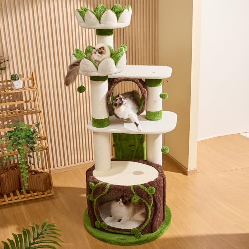 73'' Tall Modern Cat Tree,Lotus Cat Tower for Indoor Adults ...