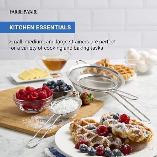 Farberware 3-Piece Fine Mesh Strainer Set Stainless Steel - image 3
