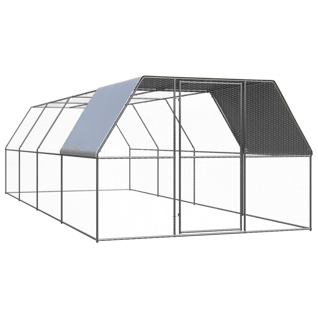Jaula para pollos al aire libre, 3 x 8 x 2 m, de acero galvanizado, gallinero, para pequeños animales, para gallinas, patos y otros animales pequeños, práctico y espacioso