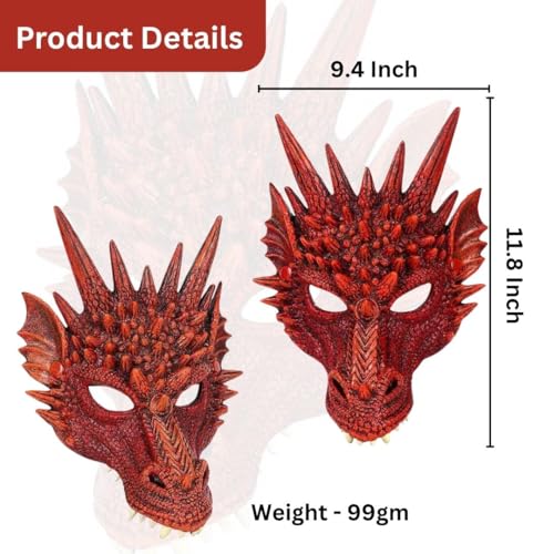 Image of Wanna Party Dragon Mask Head Party Cosplay Mask Masquerade Mask for Carnival Shows Festivals and Halloween Parties- Red