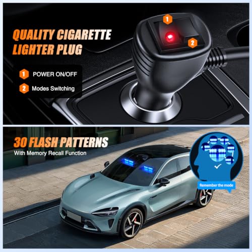 Image of Nilight 16LED Blue Dash Strobe Light Cigarette Lighter Plug