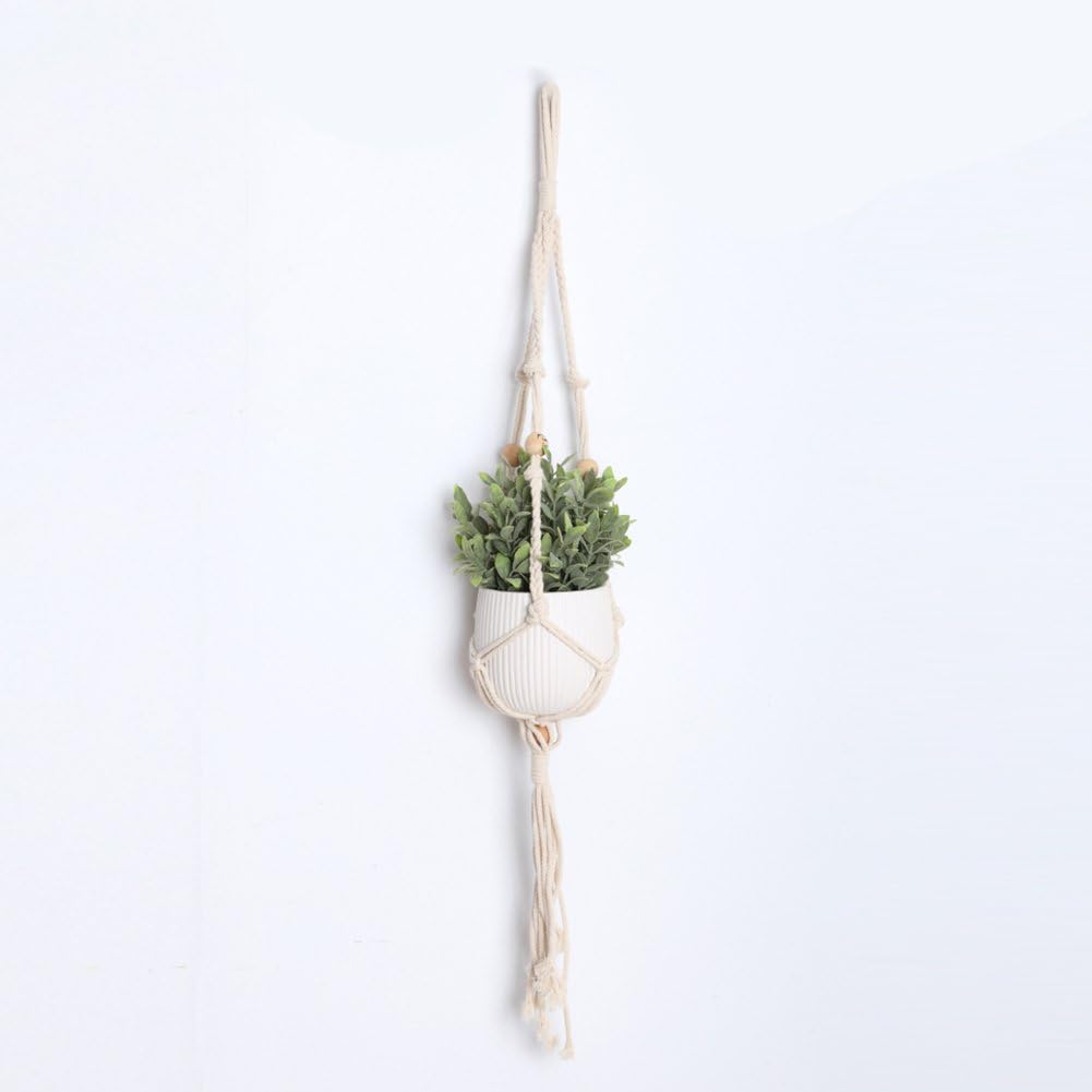 Plant Hanger Rope Hanging Planter Basket Macrame Hand Made Cotton 3 Legs 45 Inch for Balcony Patio Deck