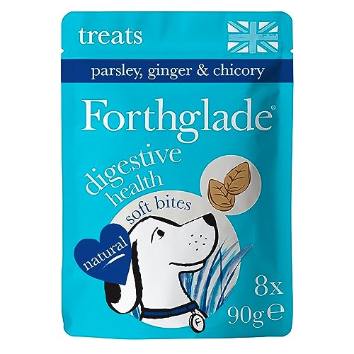 Forthglade Natural Dog Treats (8 x 90g Bags), Hypoallergenic & Grain Free Dog Treats with Chicken, Ginger, Parsley & Chicory