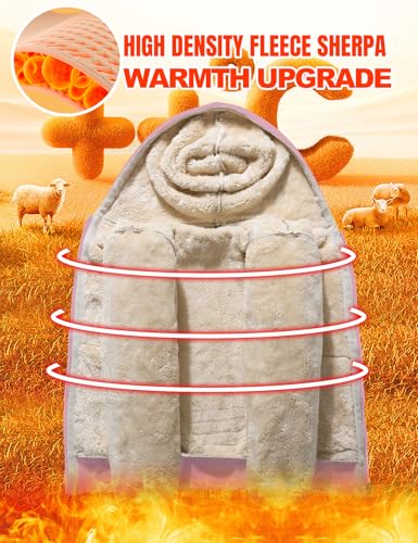 Image of Kids Sherpa Lined Zip Up Hoodie Winter Warm Fleece Jacket 4-15Y
