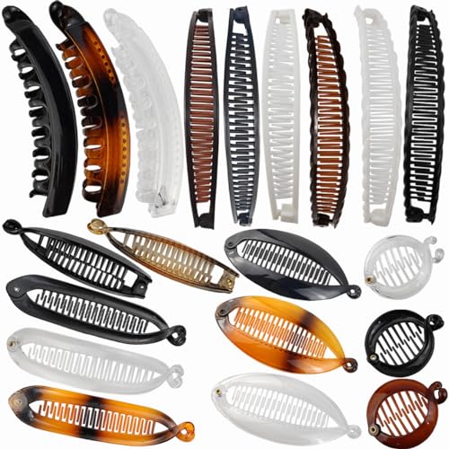 Kitsch Banana Clips For Women - Retro 80s Style Banana Hair Clips | Secure & Durable, No Crease Hair Accessories for Women | Styling, Ponytails & Updos | Ideal - Black & Tort, 2pcs
