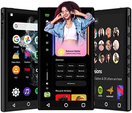 80GB (Free 64GB Card) 4.3" MP3 Player with Bluetooth and WiFi, Android Streaming Mp4 Player with Spotify, Portable HiFi Sound Walkman Digital Audio Player with Speaker, with Support APP Download