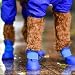 Fayemint 4 Stücke Von Silikon Wasserdichten Hundestiefeln, Pet Shoes für Welpen, rutschfeste Regenschuhe mit Befestigungsband, Geeignet für Regnerische Tage
