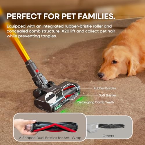 KIPMAX Cordless Vacuum Cleaner, 50KPa 550W Stick Vacuum for Home, 70Mins Anti-Tangled Vacuum Cleaner for Pet Hair/Carpet/Floor, Self-Standing Vacuum with Rechargeable Battery, LED Display&Aromatherapy - Image 5