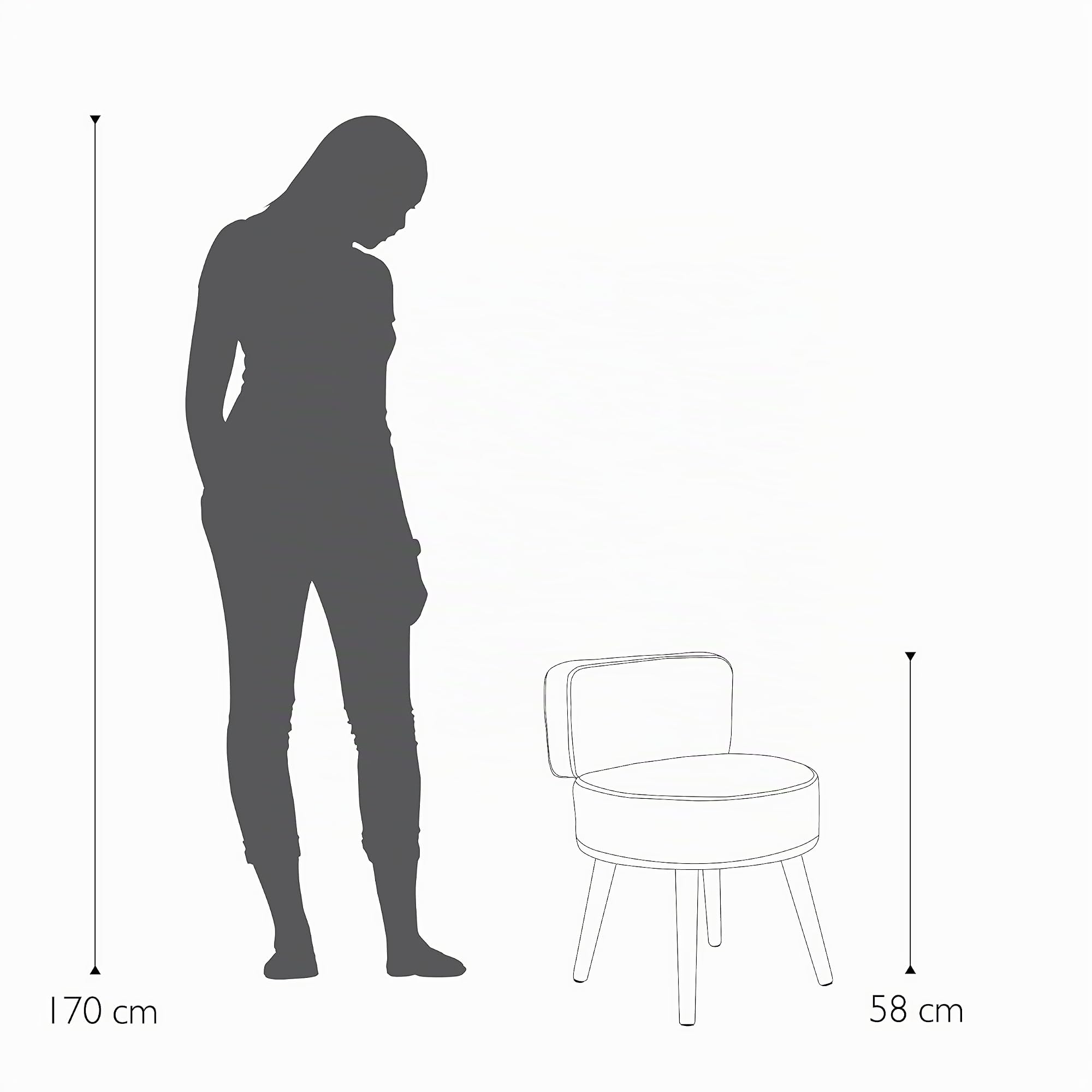 ECHTWERK Sessel "Milo", Polstersessel, Skandinavischer Sessel, bequemer Mini-Stuhl, hohe Rückenlehne, weiche Schaumstoffpolsterung, für Wohnzimmer & Leseecke, Holzfüße, 44 x 58 cm, 4 kg, Grau