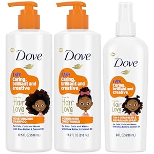 Dove Shampoo and Conditioner Set + Detangler Spray for Kids – Kids Hair Love Collection, Shampoo and Conditioner, Curly and Wavy Hair Products (3 Piece Set)