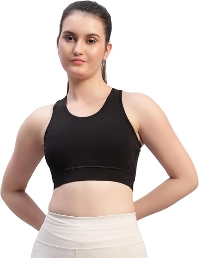 Women Wireless Non Padded Sports Bra High Impact Racerback Longline Gym Activewear Moisture Wicking Quick Dry Anti Bacteri...