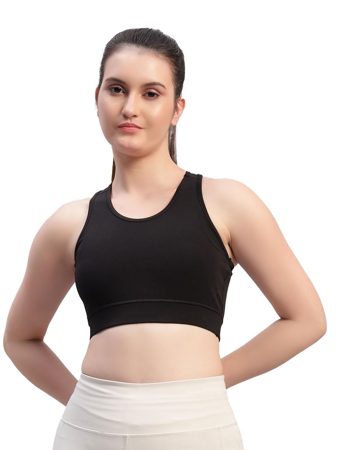 Women Wireless Non-Padded Sports Bra | High-Impact Racerback Activewear | Moisture-Wicking, Quick-Dry, Anti-Bacterial Fabric | Longline Gym Bra for Yoga & Workout-image-21