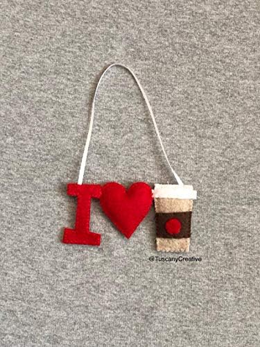 I Love Coffee Christmas Ornament in Felt