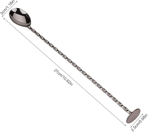 Miniatura 3 de Cuchara agitadora de cóctel, cuchara de acero inoxidable, cuchara de cóctel para bebidas, herramienta de mezcla de café con mango largo (# 9 negro)