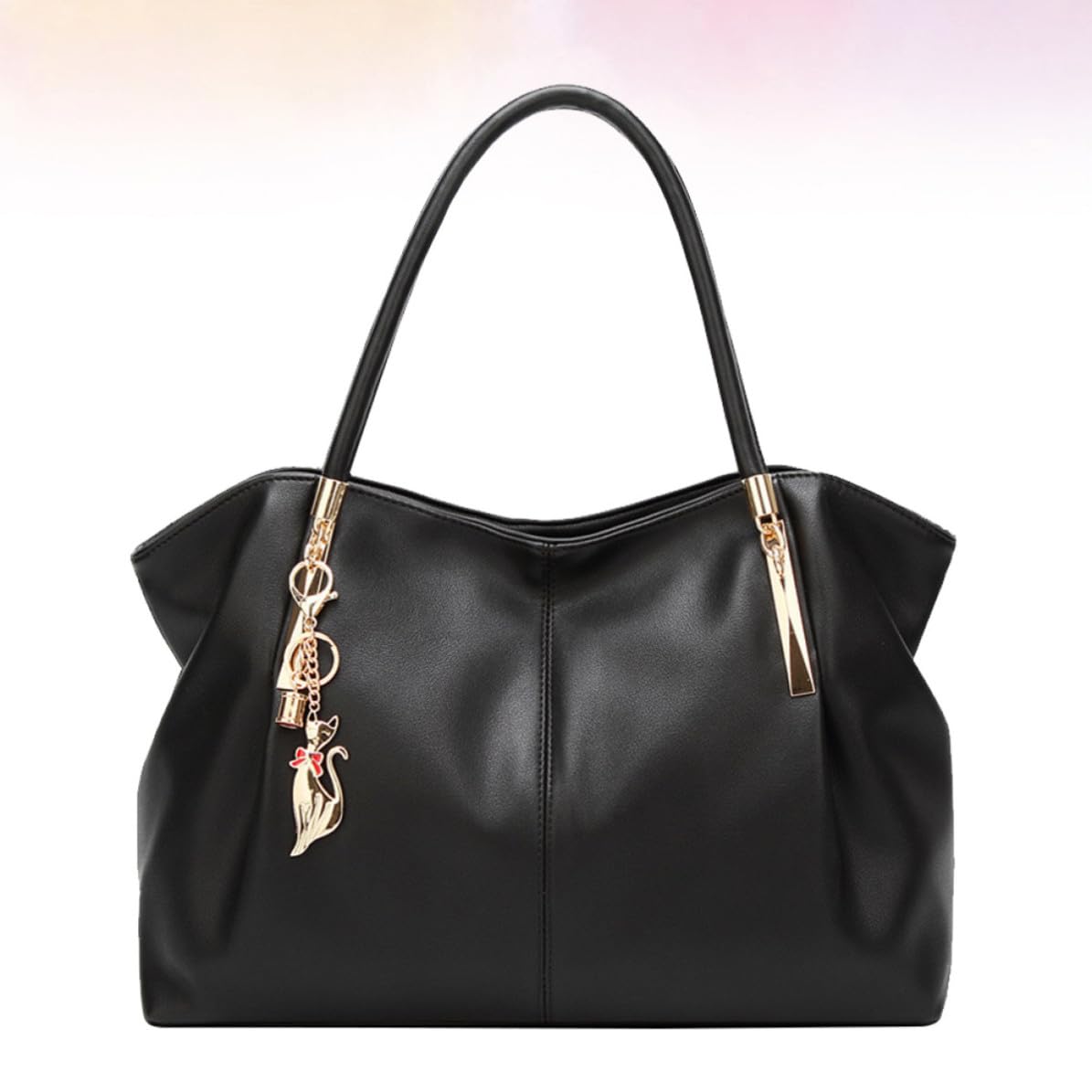 Negro Bolso de Mano de PU, Gran Capacidad, para Mujer