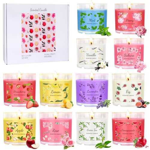 Scented Candles for Home, 12 Pack Candle Set for Women, Small Soy Candles Bulk, Mothers Day Gifts...