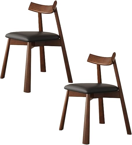 Miniatura 15 de JKGHK Dining Chairs Set, Room Chair for Kitchen with Thick Cushions, Leather Armless Living Room Chair with Curved Backrest and Wooden Legs, for