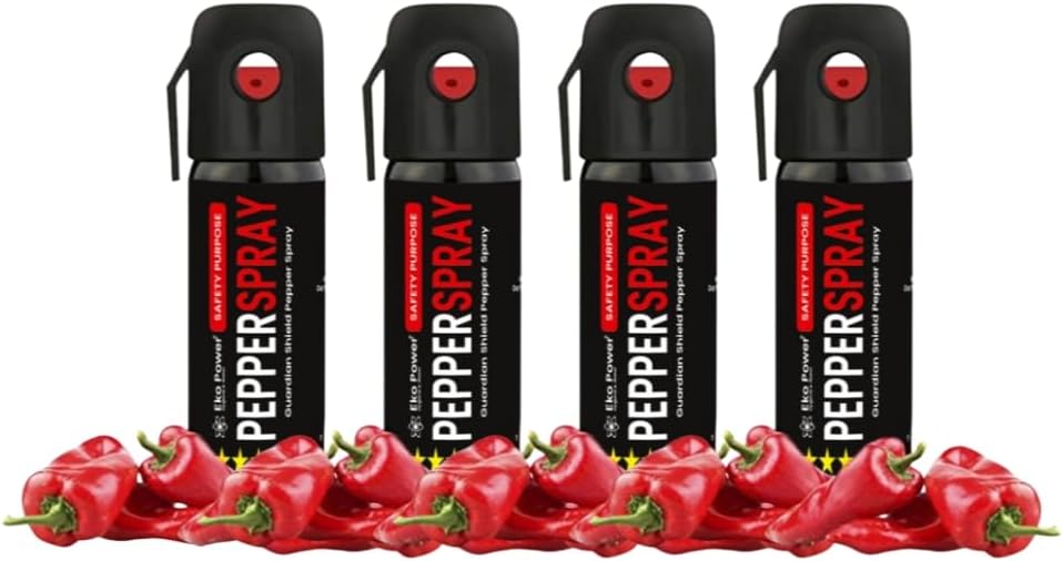 Pepper Spray for Women Safety & Self Defence 55 Shots (35ml x Pack of 4) | Maximum Strength Formula with 15 Ft Range | Thumb-Cut Dome Grip & Belt Clip | Instant Protection Gadget for Girls