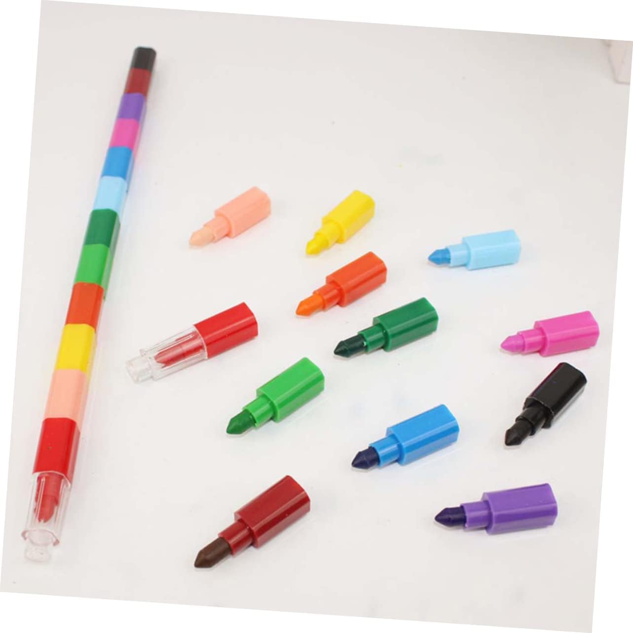 Uonlytech 16pcs Creative Colors Stacking Crayons for Buildable Crayons for Arts and Crafts for School Projects and Birthday Parties