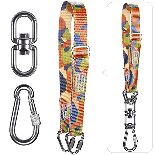 Dolibest Boxsack Aufhängung Seil, Schwenkbar Boxsackhalterung Sandsack 360 Verstellbar 55-100cm Befestigung Gurt Balken mit Karabiner für Muay Thai Training, Bis 454kg / Camouflage Dolibest Boxsack Aufhängung Seil, Schwenkbar Boxsackhalterung Sandsack 360 Verstellbar 55-100cm Befestigung Gurt Balken mit Karabiner für Muay Thai Training, Bis 454kg / Camouflage