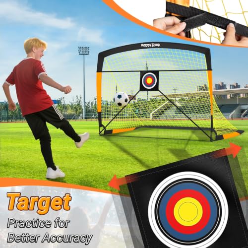 Image of Happy Jump Kids Backyard Soccer Goals 7x5 & 5x3.6 FT, Portable Outdoor Play