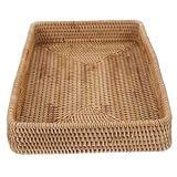 Matériaux durables : fabriqué à partir de bois et de rotin de première qualité, ce plateau promet robustesse et longévité, résistant efficacement à l'usure tout en servant à diverses fins domestiques, plateau en rotin tissé à la main, plateau en rotin décoratif