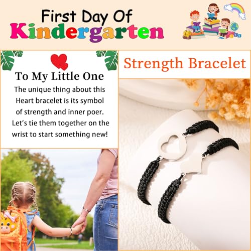 Image of P. BLAKE First Day of Kindergarten Bracelet Back to School Gifts Mommy and Me Matching Bracelets Set for Mother Daughter Son Girls Boys Jewelry Gifts