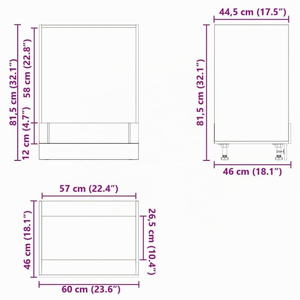 vidaXL Armoire de Four Lucca Gris béton Bois ingénierie