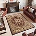 Produktbild TAPISO Yesemek Teppich Klassisch Kurzflor Wohnzimmer Orientalisch Floral Ziegler Ornament Muster Bordüre Braun Rot Barock Design ÖKOTEX 140 x 190 cm
