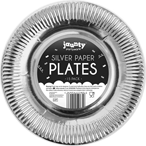 Professional Class- Voted No.1 for Quality Lot de 15 assiettes en carton rondes argentées de 38,1 à 22,9 cm, idéales pour toutes les occasions de fête