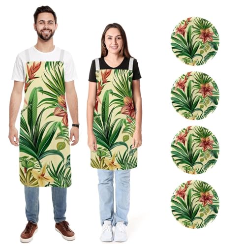 Lot de 2 tabliers de cuisine imperméables réglables homme femme avec 2 poches