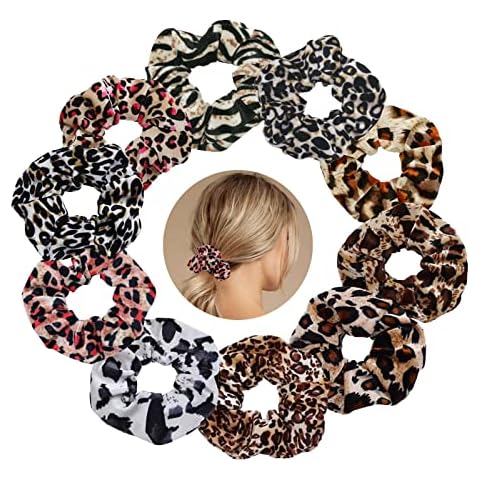 10 Pcs Leopard Print Hair Scrunchies Cover