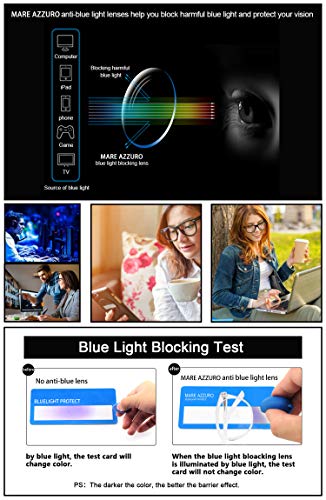 Image of MARE AZZURO Blue Light Blocking Reading Glasses Women Round Computer Readers 0 1.0 1.25 1.5 1.75 2.0 2.25 2.5 2.75 3.0 3.5 4.0 5.0 6.0 (Transparent, 600)