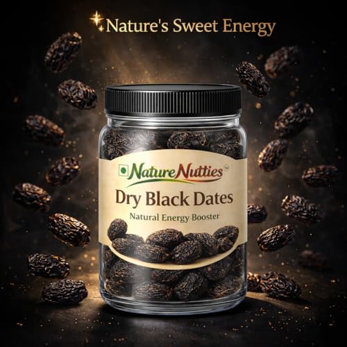 Image of Nature Nutties Dry Black Dates | Premium Quality Kala Khajoor | Naturally Sweet & Nutritious | Healthy Snack (250 Gram)