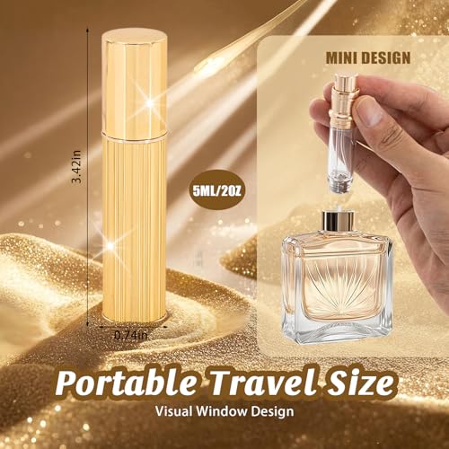 Refillable Travel Perfume Bottle Perfume Atomizer Bottom Fill Refillable Mini Cologne Dispenser Portable Empty Spray Bottle for Travel Fitness Ladies Men (Gold, 5ml)3