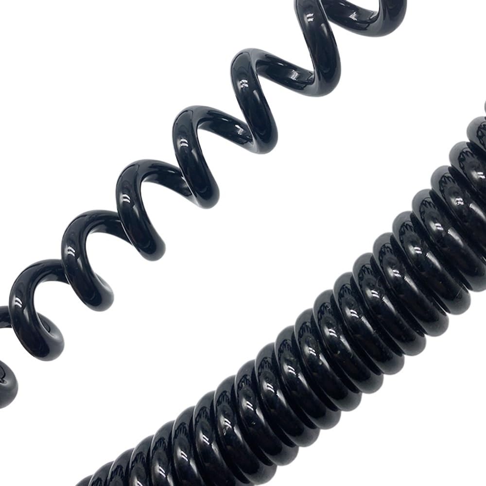 Cable de Datos Cable telefónico Cable de teléfono, Cable de alimentación Espiral CNC de 2 núcleos y 1,5 mm², 15 AWG, Negro, Estirable, telescópico, Trenzado(Stretch 2 Meter)
