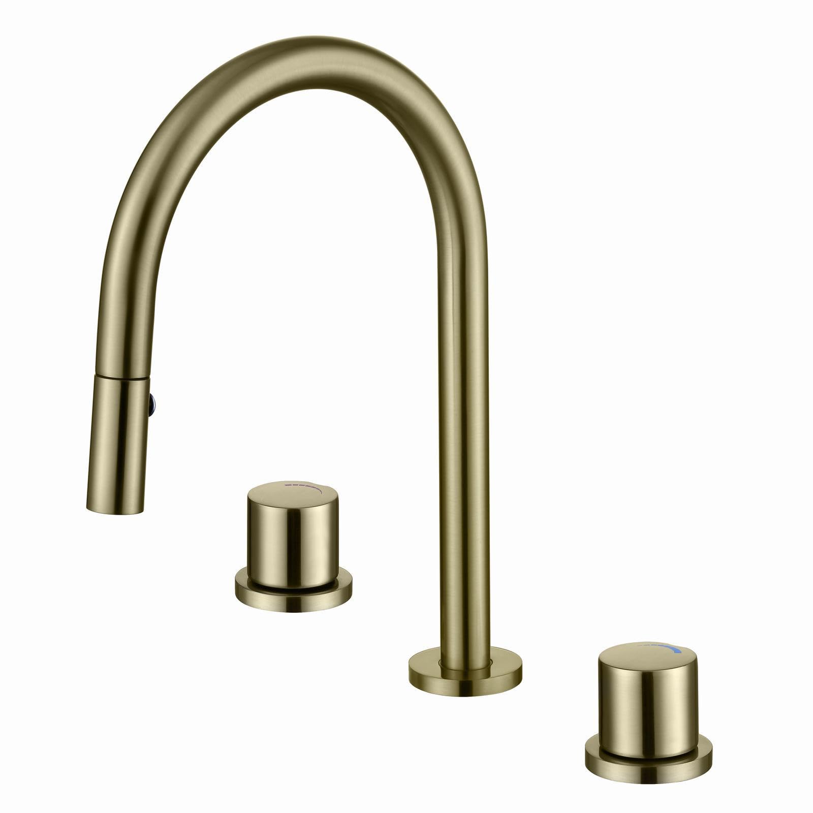 Robinet de lavabo à 3 trous extractible eau chaude et froide pour vasque design