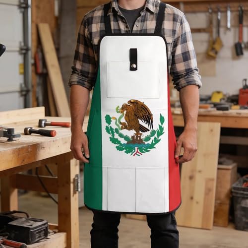 Delantal de trabajo negro con diseño Bandera de México miniatura 5
