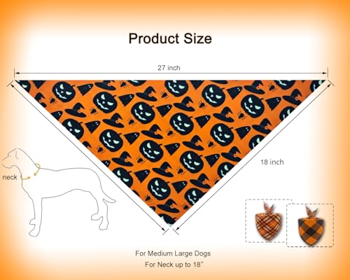 2PCS-Fall-Dog-BandanasHalloween-Dog-BandanasOne-Side-Orange-PlaidThe-Other-Side-Pumpkin-or-Spider-Web-BibsHoliday-Pet-Scarf-for-Boy-and-Girl-DogsThanksgiving-Pet-Outfit-for-Medium-to-Large-Dogs 2PCS Fall Dog BandanasHalloween Dog BandanasOne Side Orange PlaidThe Other Side Pumpkin or Spider Web BibsHoliday Pet Scarf for Boy and Girl DogsThanksgiving Pet Outfit for Medium to Large Dogs