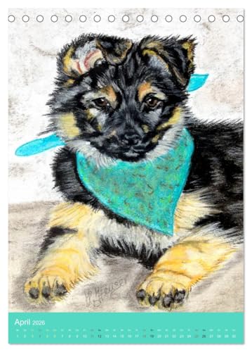 Hunde - Bezaubernde Portraitzeichnungen (Tischkalender 2026 DIN A5 hoch), CALVENDO Monatskalender: Authentische Zeichnungen von Hunden und Welpen (CALVENDO Kunst)